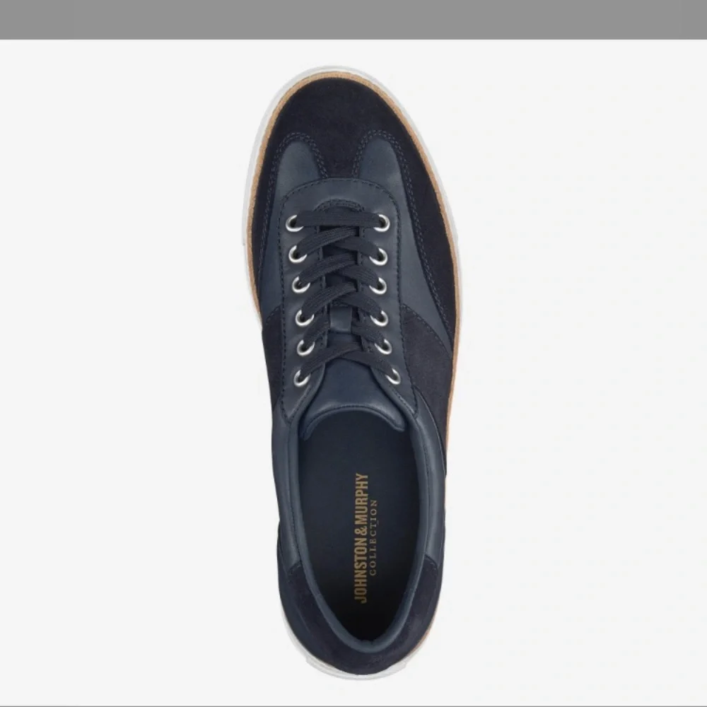 Johnston & Murphy Mens Casey U-Throat Navy Sheepskin/English Suede Sneakers 10M - Picture 11 of 11